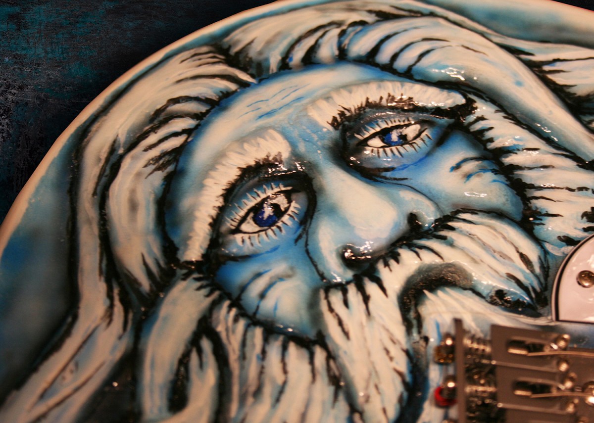 Old Man Winter Themed Custom Carved & Painted Squier Bullet Stratocaster