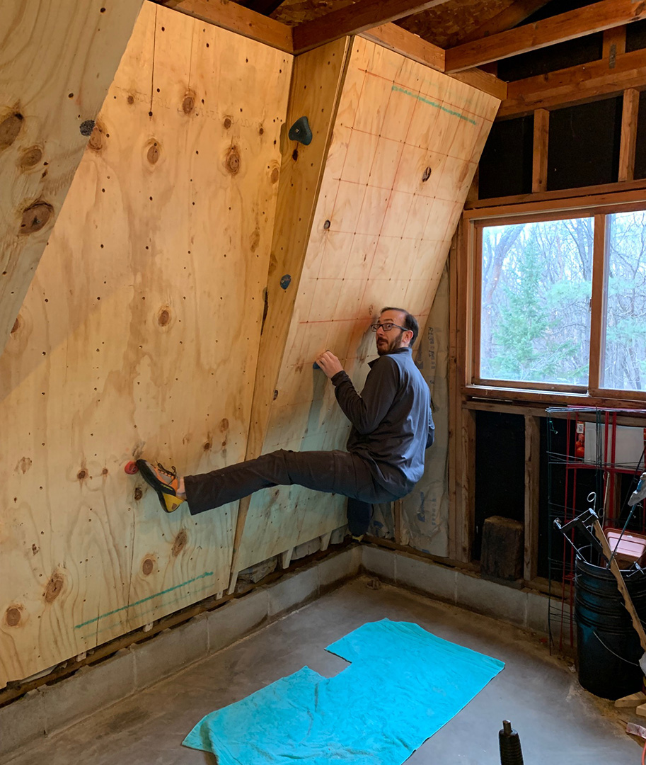 First Climb on Home Garage Climbing Wall